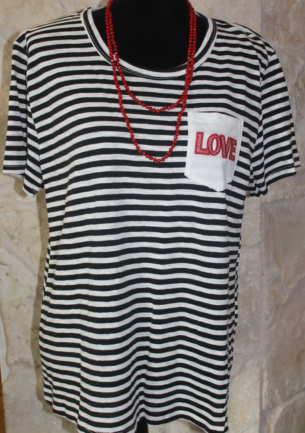 #4396B - Black Striped Love Shirt