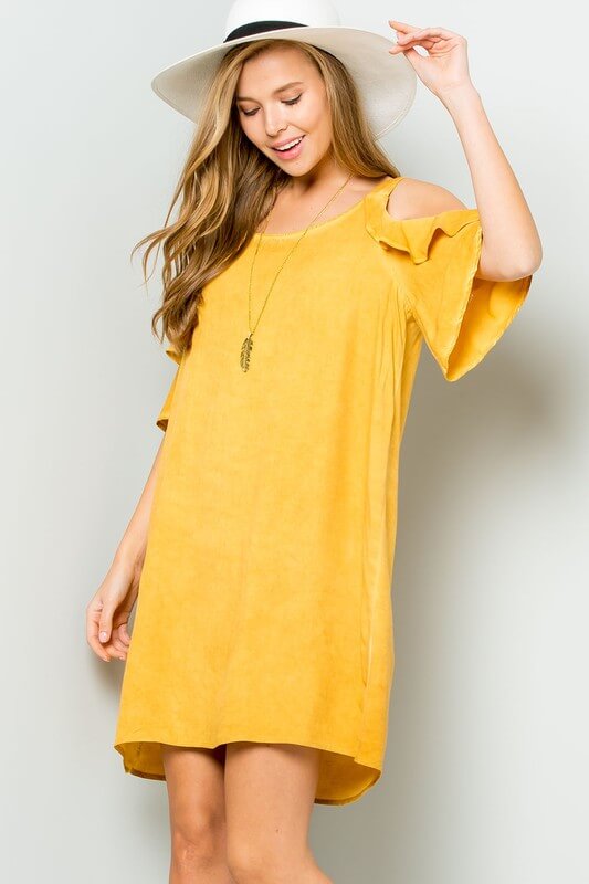 Ruffled Open Sleeve Dress